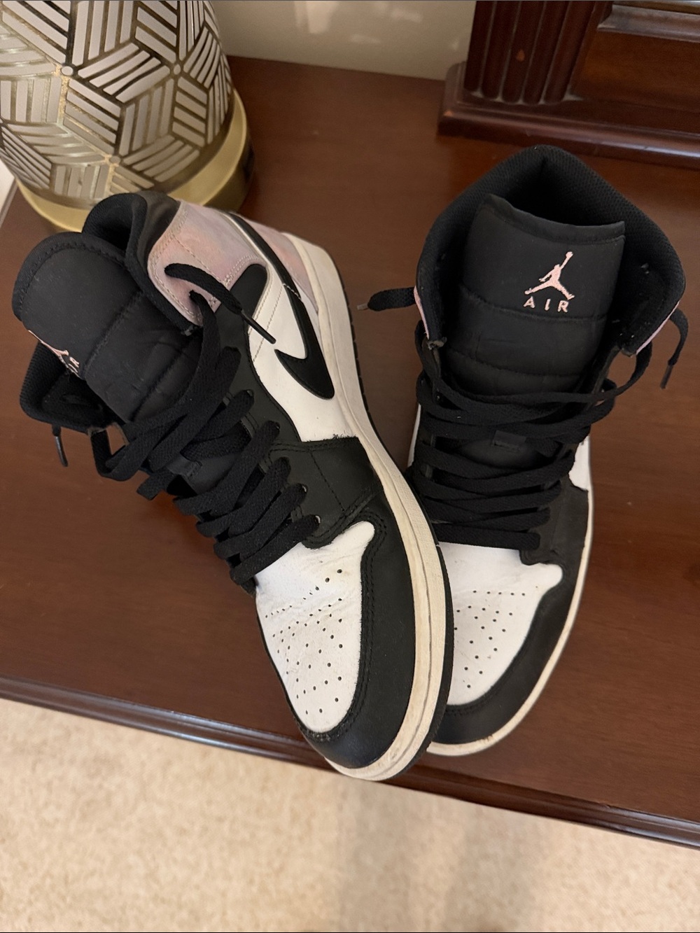 Nike Air Jordan 1 High Top Sneakers - Black, White & Pink